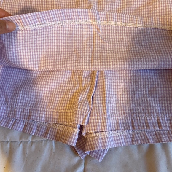 FREE PEOPLE- Plaid lilac cotton SKORT - Picture 3 of 6